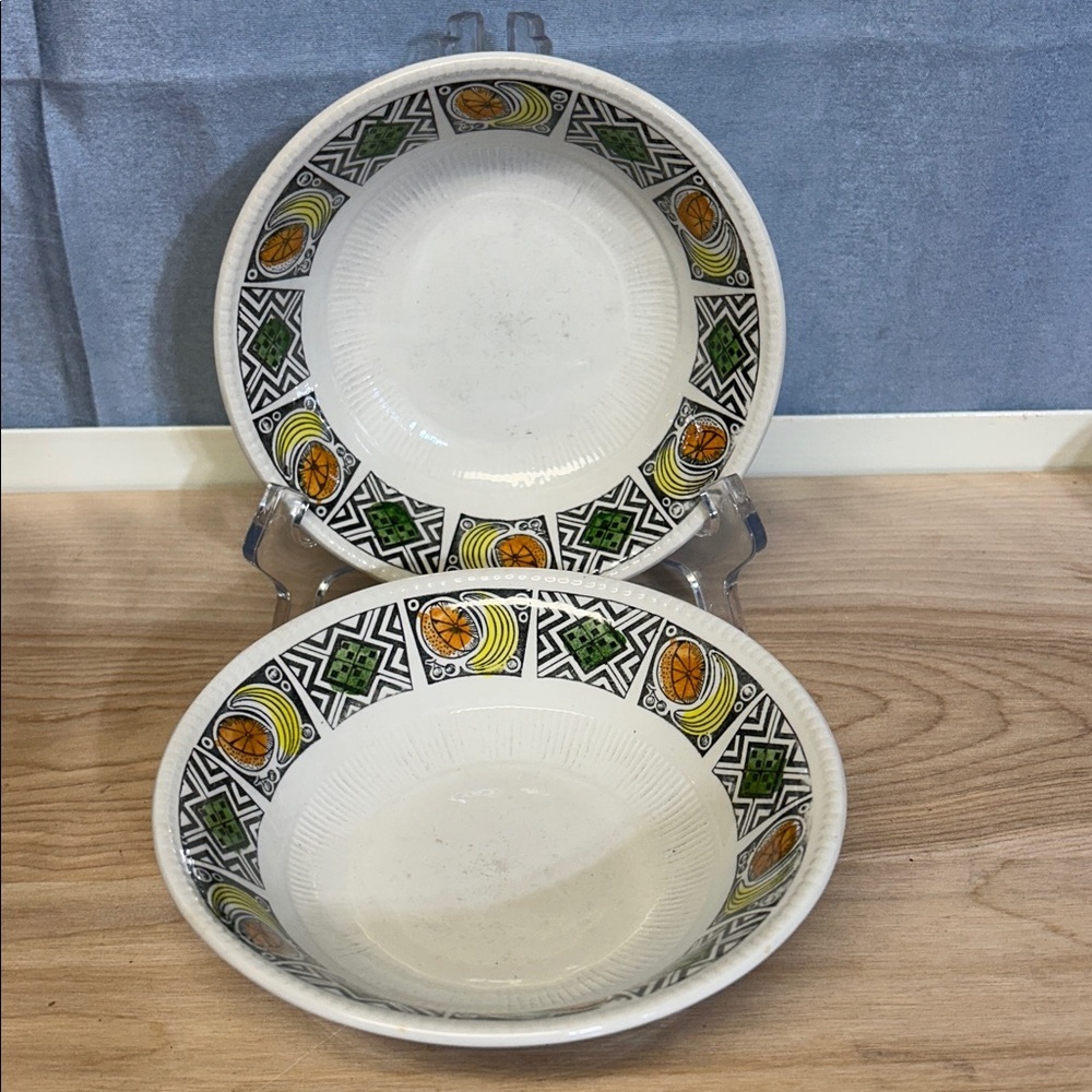 Broadhurst Ironstone Riviera Shape bowl  Set of 2 MCM  barbados pattern